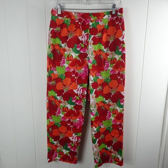 Worthington Womens Pants Bright Floral Colors Cropped Size 14 - Picture 1 of 10